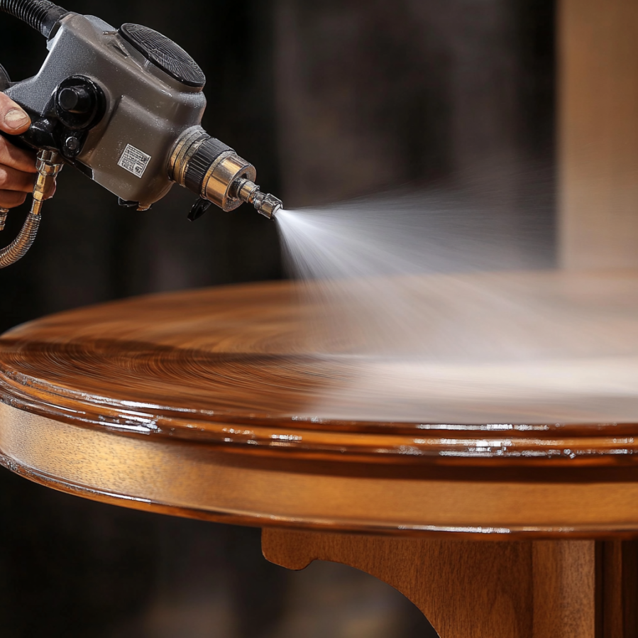 finish being applied to furniture